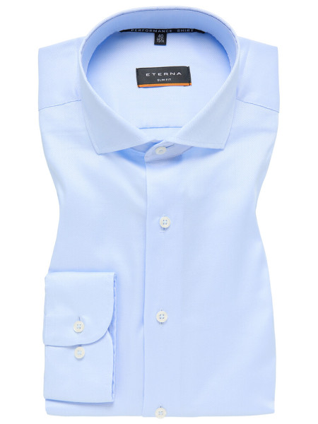 Camisa Eterna SLIM FIT UNI STRETCH azul claro con cuello Seccionado de corte estrecho