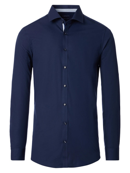 Venti shirt BODY FIT STRUCTURE STRETCH dark blue with Kent collar in narrow cut