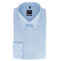 OLYMP Level Five body fit overhemd UNI POPELINE lichtblauw met New York Kentkraag in smalle snit