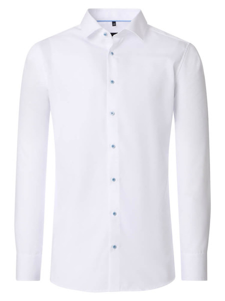 Camisa Venti MODERN FIT UNI POPELINE blanco con cuello Kent de corte moderno