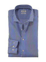 Chemise Olymp LEVEL 5 TWILL BANDES bleu foncé avec col Royal Kent en coupe étroite