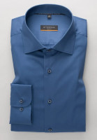 Camicia Eterna SLIM FIT UNI STRETCH blu medio con Kent classico collar in taglio stretto