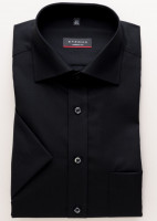 Camisa Eterna MODERN FIT UNI POPELINE negro con cuello Kent de corte moderno