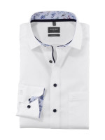 Camisa Olymp LUXOR modern fit FAUX UNI blanco con cuello Global Kent de corte moderno