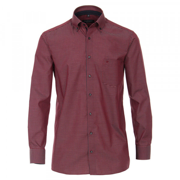 Camisa CASAMODA COMFORT FIT UNI POPELINE rojo con cuello Button Down de corte clásico