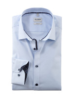 Camisa Olymp LEVEL 5 UNI POPELINE azul claro con cuello New York Kent de corte estrecho