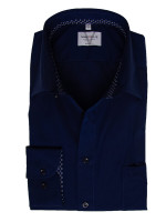 Marvelis shirt MODERN FIT UNI POPELINE dark blue with New Kent collar in modern cut