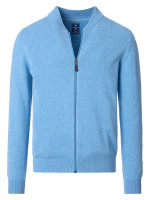 Cárdigan Redmond COMFORT FIT MELANGE azul claro con cuello Cuello alto de corte clásico