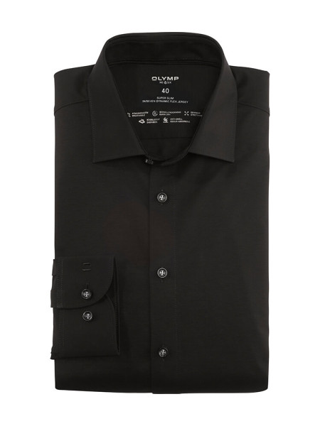 Camisa Olymp NO. SIX JERSEY negro con cuello Kent urbano de corte súper estrecho