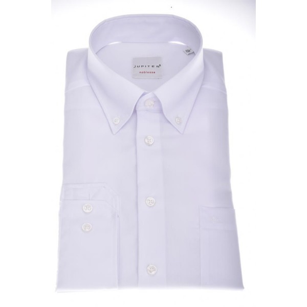 Jupiter Hemd COMFORT FIT FIL Á FIL weiss mit Button Down Kragen in klassischer Schnittform