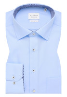 Camisa Eterna COMFORT FIT UNI POPELINE azul claro con cuello Kent de corte clásico