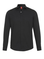 Pure overhemd SLIM FIT UNI POPELINE zwart met cutaway-kraag in smalle snit