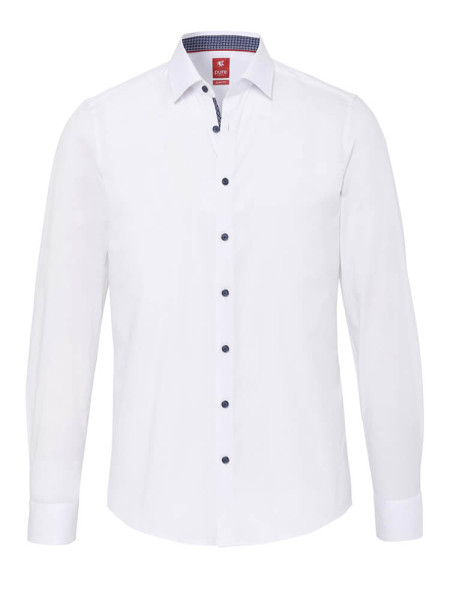 Camisa Pure SLIM FIT UNI STRETCH blanco con cuello Kent de corte estrecho