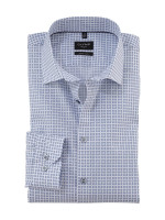 Camisa Olymp NO. SIX PRINT blanco con cuello New York Kent de corte súper estrecho