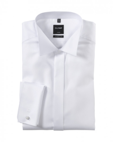 OLYMP Luxor soirée modern fit shirt FAUX UNI white with Wing collar in modern cut