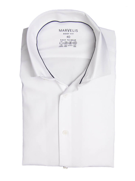 Camisa Marvelis BODY FIT PERFORMANCE blanco con cuello Kent moderno de corte estrecho