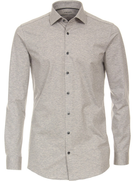 Camisa Venti BODY FIT JERSEY gris con cuello Kent de corte estrecho