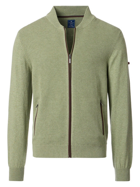 Cárdigan Redmond COMFORT FIT ESTRUCTURA verde con cuello Cuello alto de corte clásico