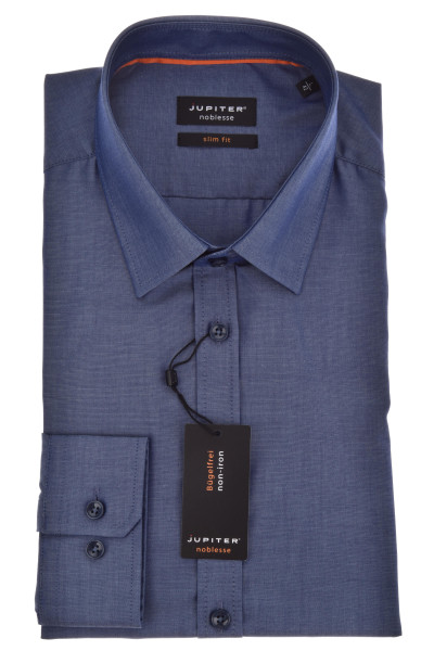 Jupiter shirt SLIM FIT CHAMBRAY dark blue with Kent collar in narrow cut