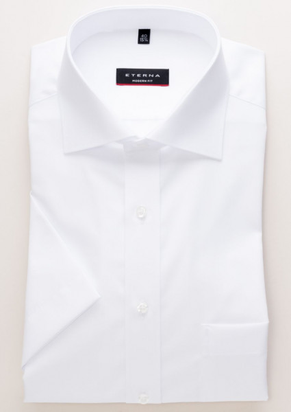 Camisa Eterna MODERN FIT UNI POPELINE blanco con cuello Kent de corte moderno
