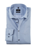 Camicia Olymp NO. SIX PRINT azzurro con Kent moderno collar in taglio super stretta