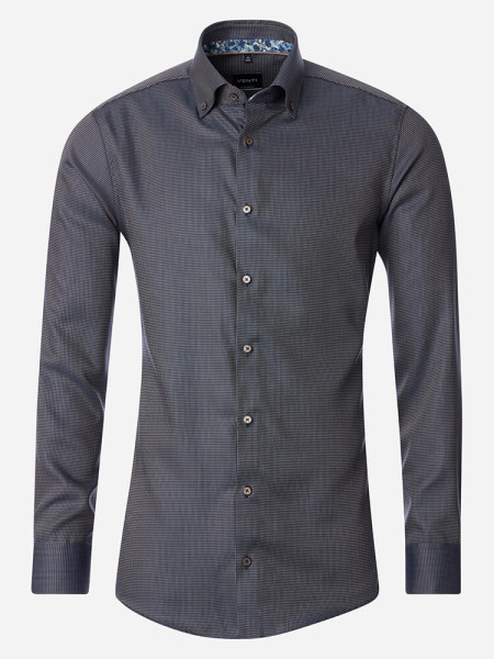 Camisa Venti MODERN FIT ESTRUCTURA marrón con cuello Button Down de corte moderno