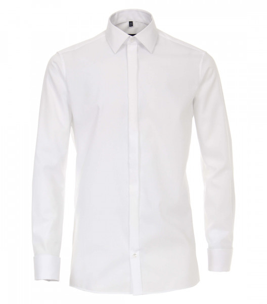 Camisa CASAMODA COMFORT FIT UNI POPELINE blanco con cuello Kent de corte clásico