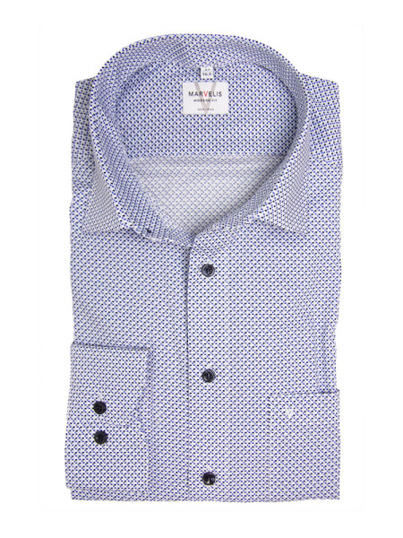 Camisa Marvelis MODERN FIT UNI POPELINE azul claro con cuello Nuevo Kent de corte moderno