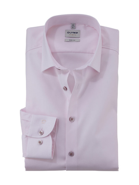 Olymp shirt LEVEL 5 FAUX UNI pink with New York Kent collar in narrow cut