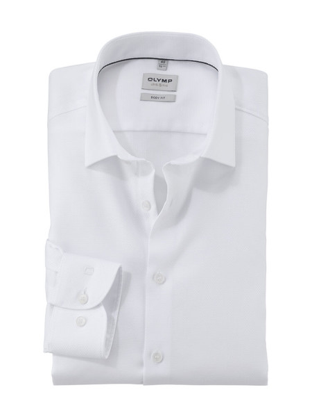 Chemise Olymp LEVEL 5 FAUX UNI blanc avec col New York Kent en coupe étroite