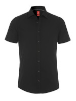 Camisa Pure SLIM FIT UNI POPELINE negro con cuello Kent de corte estrecho