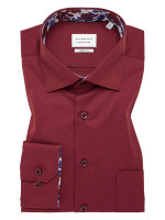 Camicia Eterna MODERN FIT TWILL rosso scuro con Kent collar in taglio moderno