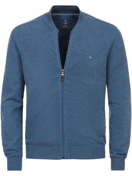 Cardigan Redmond COMFORT FIT MELANGE blu medio con Colletto rialzato collar in taglio classico