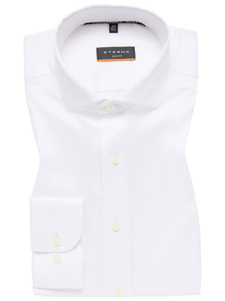 Chemise Eterna SLIM FIT UNI STRETCH blanc avec col Italien en coupe étroite