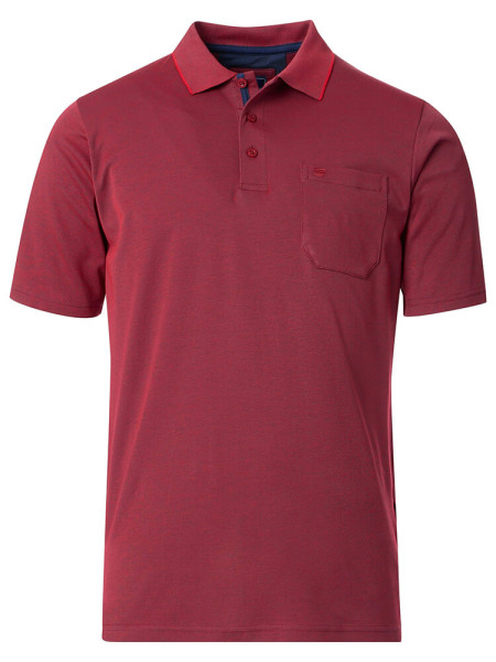 Polo Redmond COMFORT FIT WASH &amp; WEAR rojo oscuro con cuello Botón de polo de corte clásico