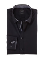 Camicia Olymp NO. SIX UNI POPELINE nero con Urban Kent collar in taglio super stretta