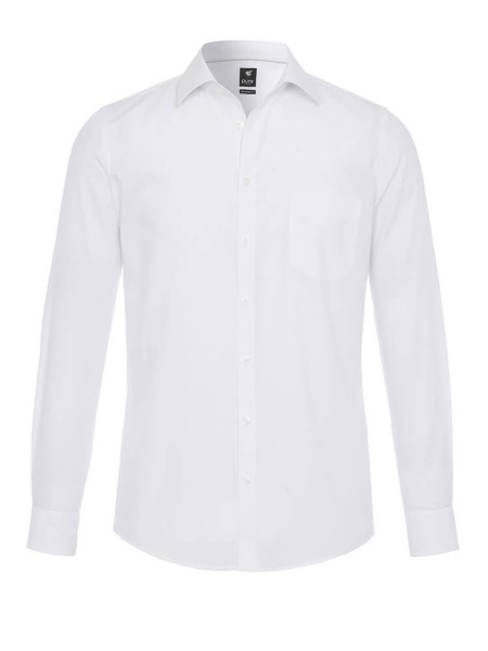 Camicia Pure MODERN FIT UNI POPELINE bianco con Kent collar in taglio moderno