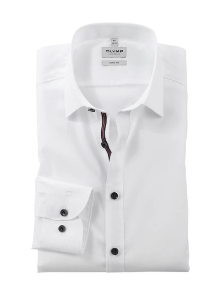 Camisa Olymp LEVEL 5 UNI POPELINE blanco con cuello New York Kent de corte estrecho