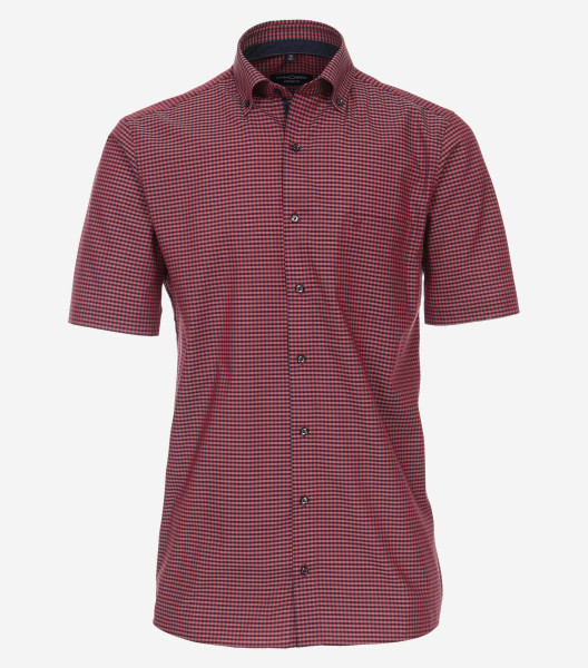 Camicia CasaModa COMFORT FIT UNI POPELINE rosso con Button Down collar in taglio classico