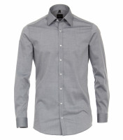 Venti shirt BODY FIT UNI POPELINE grey with Kent collar in narrow cut