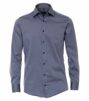 Camisa Venti MODERN FIT TWILL azul medio con cuello Kent de corte moderno