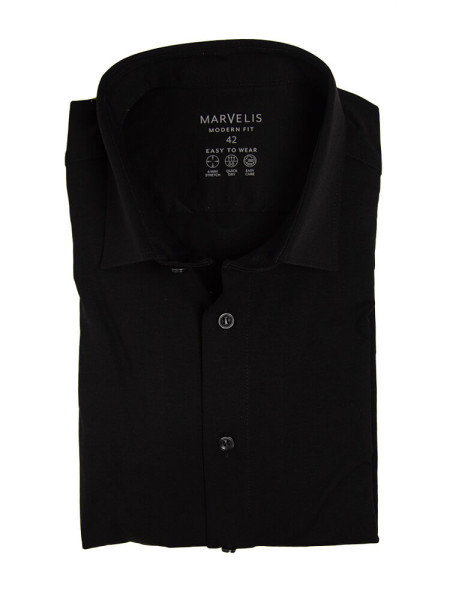 Marvelis Hemd MODERN FIT JERSEY schwarz mit New Kent Kragen in moderner Schnittform