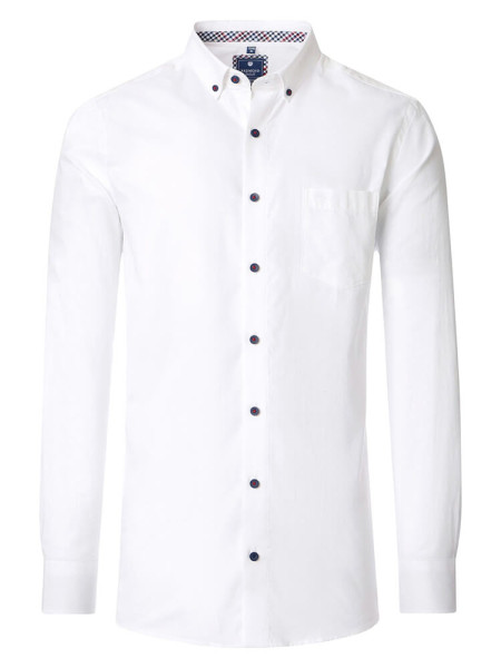 Camicia Redmond COMFORT FIT BELLE OXFORD bianco con Button Down collar in taglio classico