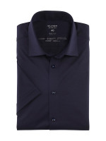 Camisa Olymp LEVEL 5 JERSEY azul oscuro con cuello New York Kent de corte estrecho