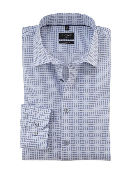 Camisa Olymp NO. SIX PRINT blanco con cuello New York Kent de corte súper estrecho