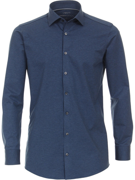 Venti Hemd MODERN FIT JERSEY mittelblau mit Kent Kragen in moderner Schnittform