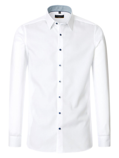 Camisa Redmond SLIM FIT TWILL blanco con cuello Kent de corte estrecho