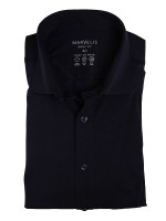 Marvelis overhemd BODY FIT JERSEY donkerblauw met New York Kentkraag in smalle snit