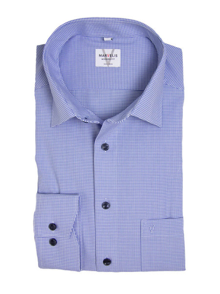 Camisa Marvelis MODERN FIT UNI POPELINE azul claro con cuello Nuevo Kent de corte moderno