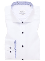 Camisa Eterna SLIM FIT UNI POPELINE blanco con cuello Seccionado de corte estrecho